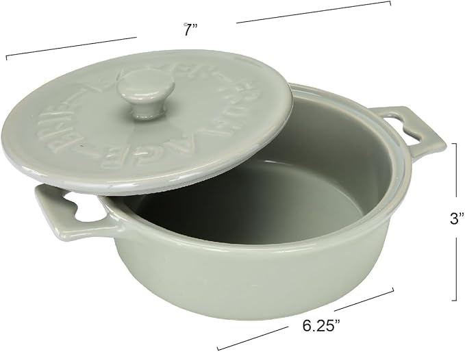Creative Co-Op Brie Bakers with Lids & Wood Spreaders (Set of 2 Colors)