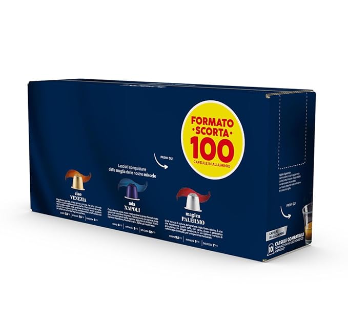Caffe Borbone Aluminum Coffee Pods Compatible with Nespresso Original Machines, Magica Palermo