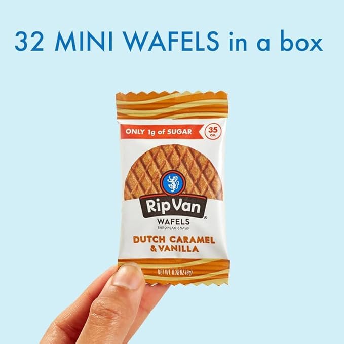 Rip Van Wafels Dutch Caramel Mini Stroopwafels, Low Carb Snacks, Non GMO Snack, Keto Friendly