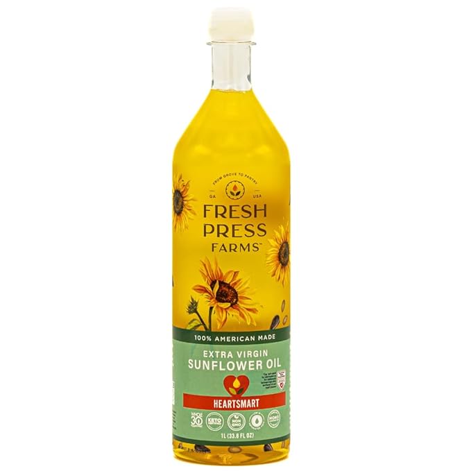 Fresh Press Farms Cold Pressed Extra Virgin Sunflower Oil, 33.8 Fl Oz, High Oleic, Georgia Grown