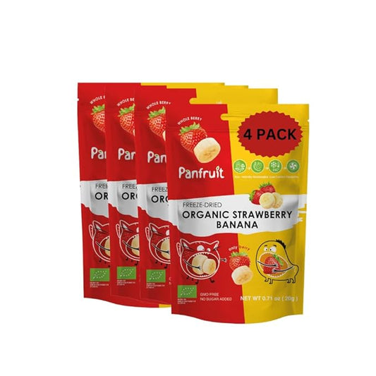 PANFRUIT Freeze-Dried Organic Strawberry Banana Snacks ??100% Natural, No Sugar Added, GMO-Free