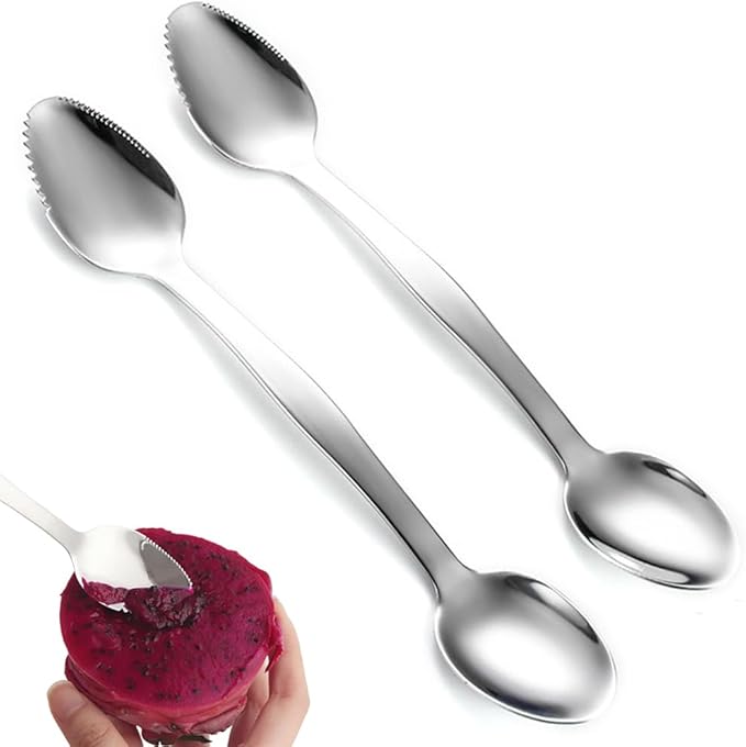Double End Grapefruit Spoons,Stainless Steel Fruit Spoon Utensil Set,Serrated Edges Ice Cream