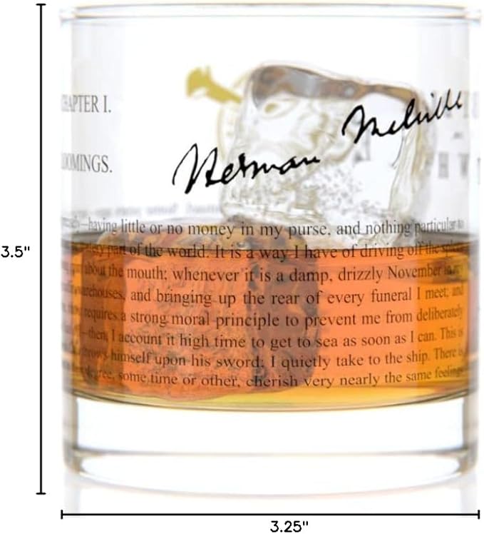 Well Told Classic Literature Rocks Glass - Moby-Dick by Herman Melville - Old Fashioned Whiskey