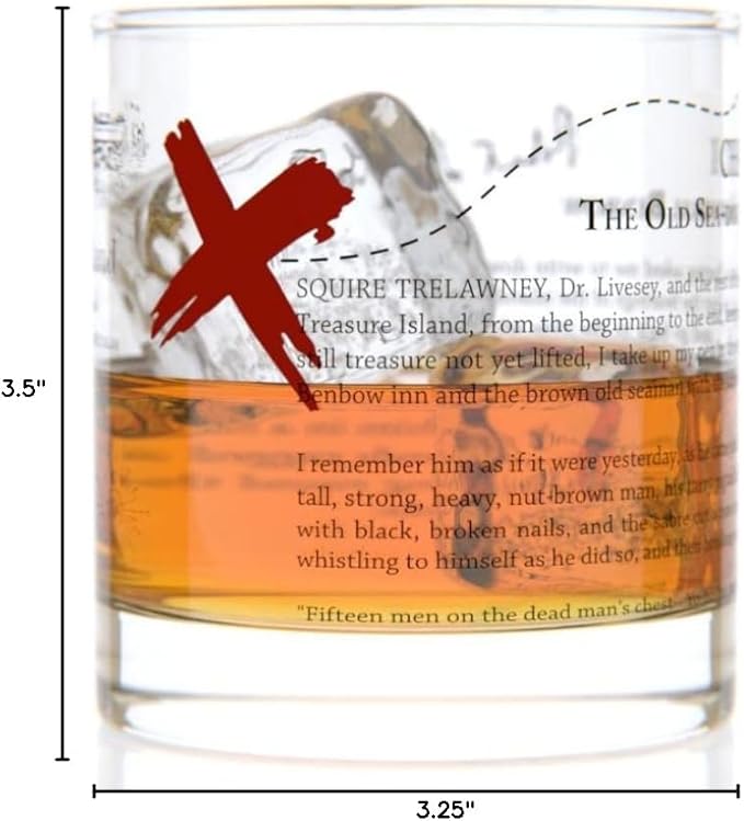 Well Told Classic Literature Rocks Glass - Treasure Island by Robert Louis Stevenson - Old