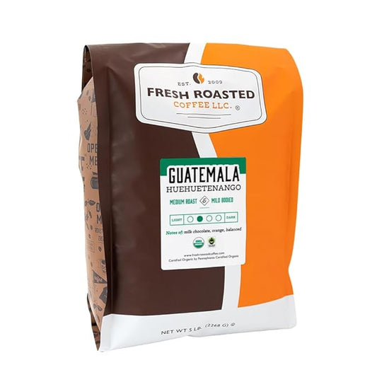 Fresh Roasted Coffee, Organic Guatemal | 5 lb (80 oz) | Single Origin | Medium Roast | Mold &