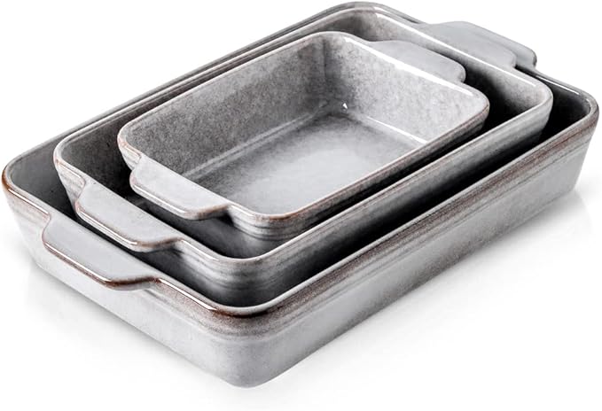 KOOV Bakeware Set, Ceramic Baking Dish Set, Rectangular Casserole Dish Set, lasagna Pan, Baking
