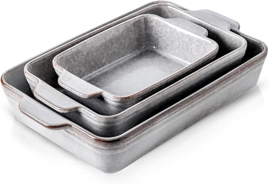 KOOV Bakeware Set, Ceramic Baking Dish Set, Rectangular Casserole Dish Set, lasagna Pan, Baking