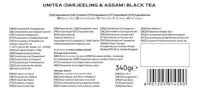 VAHDAM, UNITEA Black Tea Leaves +170 Cups,12oz | Blend Of Darjeeling & Assam Tea | ROBUST & FLAVORY