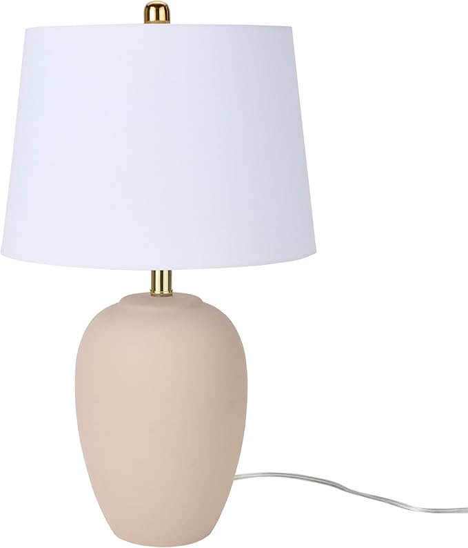 Nourison Home 23" Light Pink Ceramic Jar Table Lamp for Bedroom, Living Room, Dining Office, with