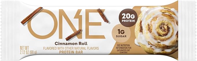 ONE Protein Bars, Cinnamon Roll, Gluten Free with 20g Protein and 1g Sugar, Pantry Staples, 2.12 oz