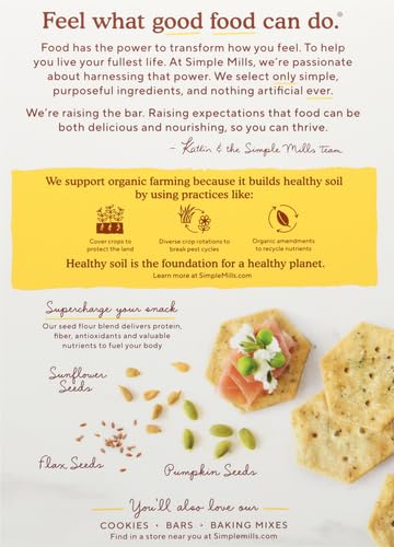 Simple Mills Organic Seed Crackers, Garlic & Herb - Gluten Free, Vegan, Healthy Snacks, Paleo