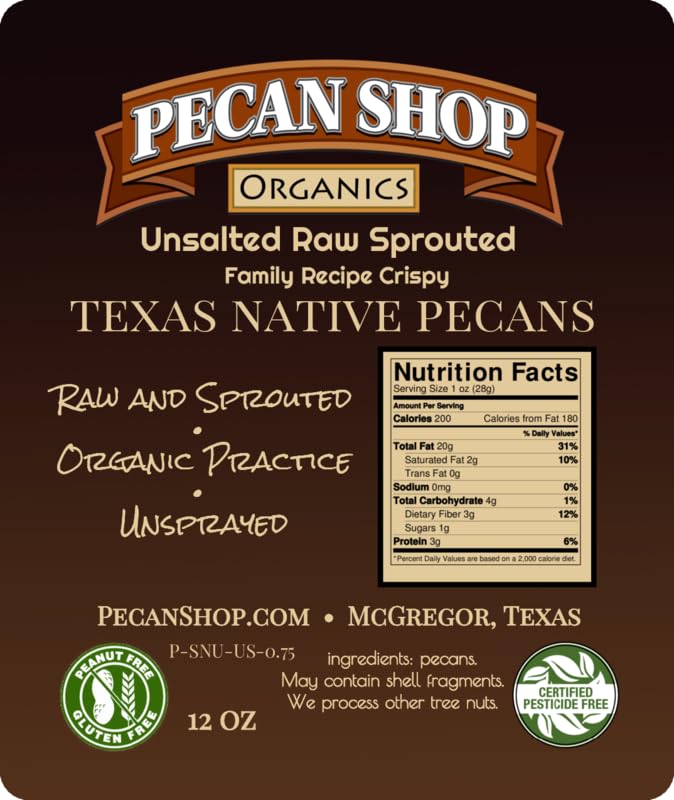 Pecans Unsalted Sprouted Organic Raw Pecan Shop 12 Ounce