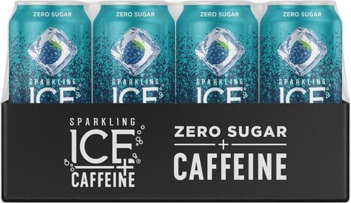 Sparkling Ice Caffeine Blue Raspberry Sparkling Water with Caffeine, Zero Sugar, with Antioxidants