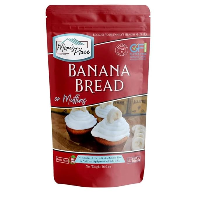 Mom's Place Gluten-Free Banana Bread or Muffin Mix, Nut Free, Dairy Free & Soy Free, Makes 12