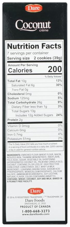 Dare Creme Cookies 10.2 ounce (pack of 2) (Coconut)