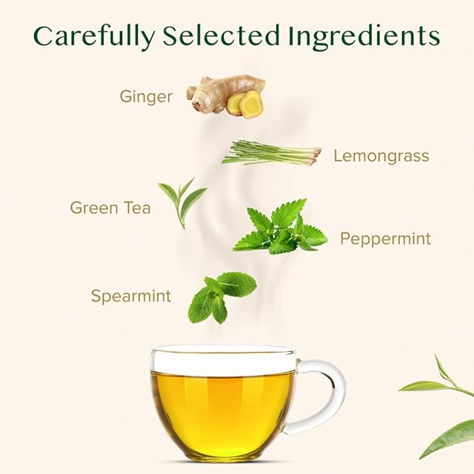 VAHDAM, Ginger Mint Green Tea Loose Leaf (50+ Cups, 3.5oz) Blend Of Ginger Tea & Mint Tea | Pure