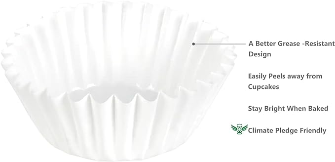 Caperci Heavy Duty Standard White Cupcake Liners 150 Counts - Grease-Resistant Paper Muffin Baking