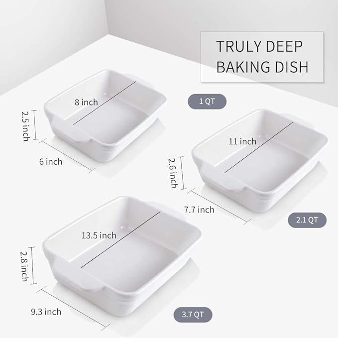 KOOV Bakeware Set, Ceramic Baking Dish Set, Rectangular Casserole Dish Set, lasagna Pan, Baking