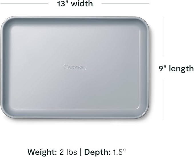 Caraway Nonstick Ceramic Small Baking Sheet Duo (9x13”) – Non-Toxic, PTFE & PFOA Free – Oven Safe
