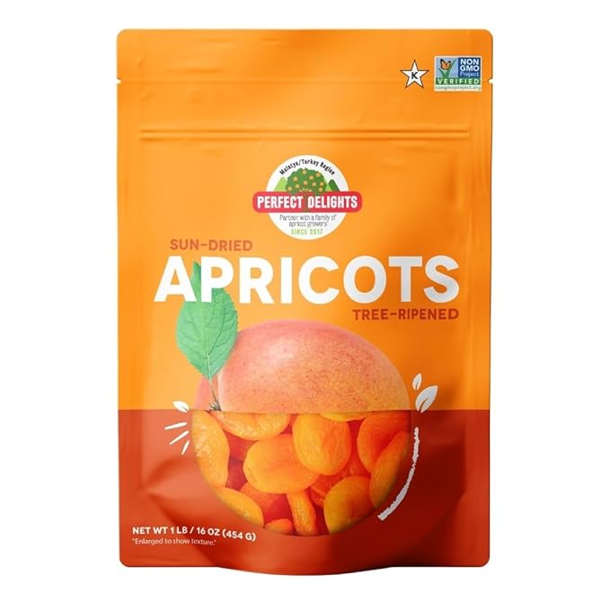 Perfect Delights Sun-Dried Turkish Apricots, Vegan & Healthy Fruit Snack for Kids and Adults