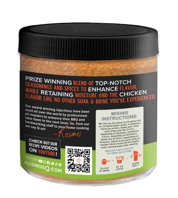 Kosmos Q Pork Brine Soak & Seasoning, Sweet Brown Sugar & Worcestershire Infusion For Pork Chops