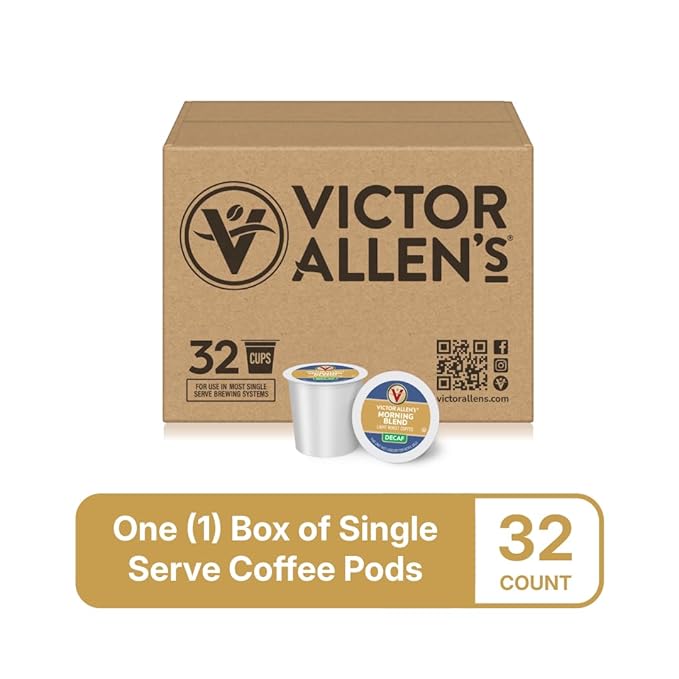 Victor Allen's Coffee Decaf Morning Blend, Light Roast, 32 Count, Single Serve Coffee Pods for