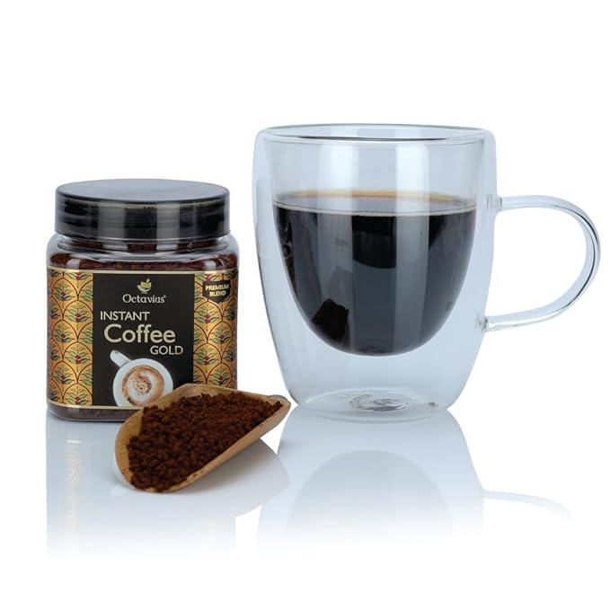 Octavius Gold Instant Coffee – Indian Medium-Dark Roast, 100% South India Beans | Smooth & Balanced