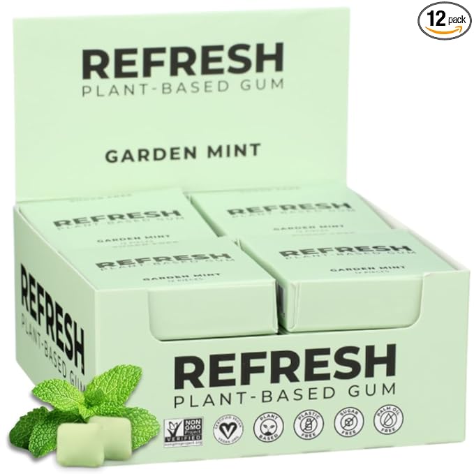 Refresh Gum, Xylitol, Natural, Sugar Free, Long Lasting, Plastic Free, Natural Flavors & Organic