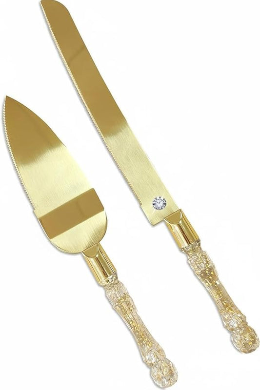 Wedding Cake Knife and Server Set, Cake Cutter and Pie Spatula, Cake Server and Knife Set of 2 with