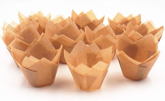 150pcs Tulip Cupcake Liners Natural Baking Cups Muffin Paper Liner Grease-Proof Wrappers for