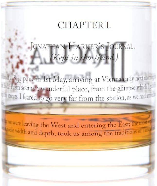 Well Told Classic Literature Rocks Glass - Dracula by Bram Stoker - Old Fashioned Whiskey Glass