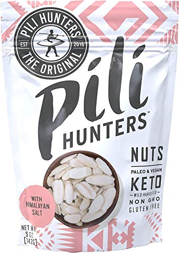 Pili Hunters - Wild Sprouted Pili Nuts, Pink Himalayan Salt, 5oz Bag, Keto/Paleo/Vegan Snacks, Low