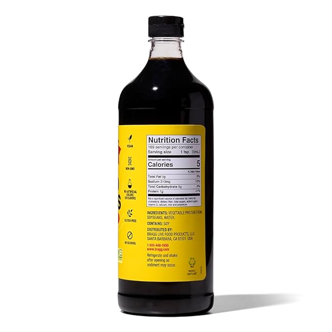 Bragg Liquid Aminos All-Purpose Seasoning - 32 fl oz - Gluten-Free Soy Sauce Substitute - Perfect