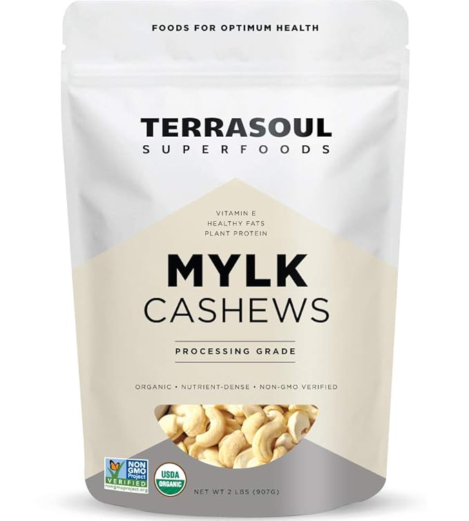 Terrasoul Superfoods Organic Raw Cashews (Mylk Grade), 2 Lbs, Premium Quality for Snacking