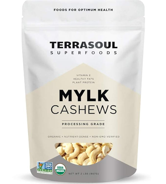 Terrasoul Superfoods Organic Raw Cashews (Mylk Grade), 2 Lbs, Premium Quality for Snacking