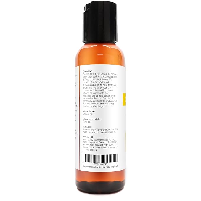 velona Canola Seed Oil 2 fl oz | 100% Pure and Natural Carrier Oil | Refined, Expeller pressed |