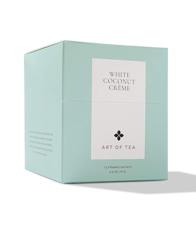 Art of Tea | Organic White Coconut Crème | 12 Count Eco Friendly Sampler Box Assortment | Premium