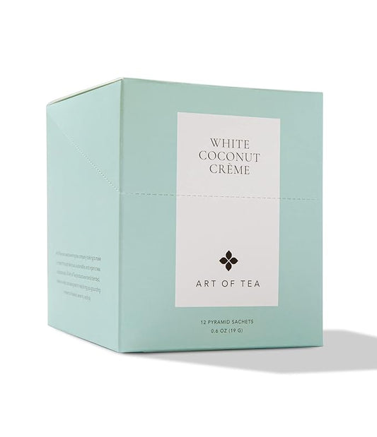 Art of Tea | Organic White Coconut Crème | 12 Count Eco Friendly Sampler Box Assortment | Premium
