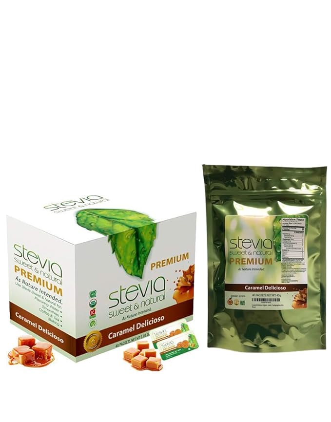 Caramel Delicioso Organic Stevia Powder. All-Natural Sweetener, Sugar Substitute Highly