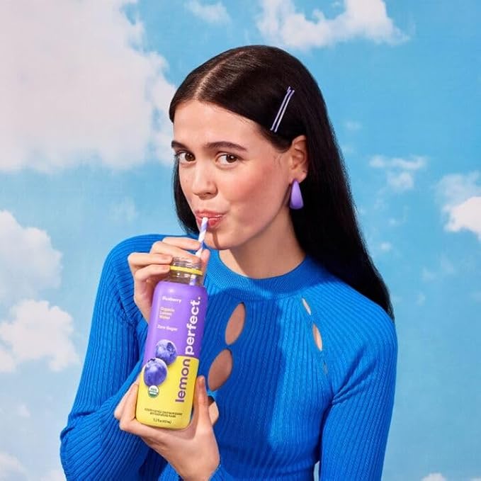 Lemon Perfect Blueberry, Flavored Lemon Water, Organic, Zero Sugar, Healthy Hydration Drinks, 15.2