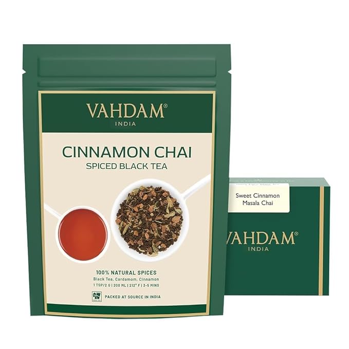 VAHDAM, Cinnamon Masala Chai Tea (50+ Cups,3.53oz) Ancient Cinnamon Tea Recipe | Spiced Chai Tea