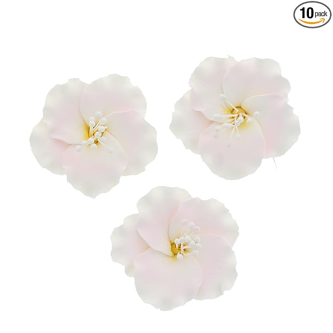 Global Sugar Art Azalea 1.75 Inch Sugar Cake Flowers Light Pink with Wire and Stamen, 10 Count by