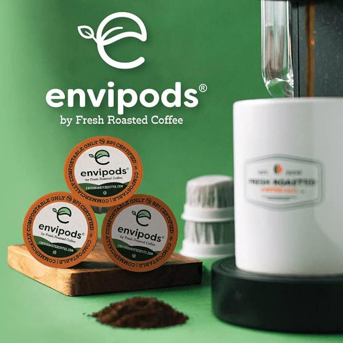 Fresh Roasted Coffee, Organic Peruvian Swiss Water Half-Caf envipods, Fair Trade Kosher, Medium