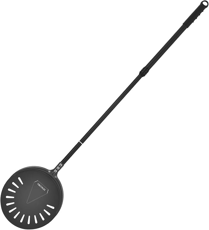 Turning Pizza Peel, 9 Inch with 38 Inch Handle Round Pizza Turning Peel, Professional Anodized