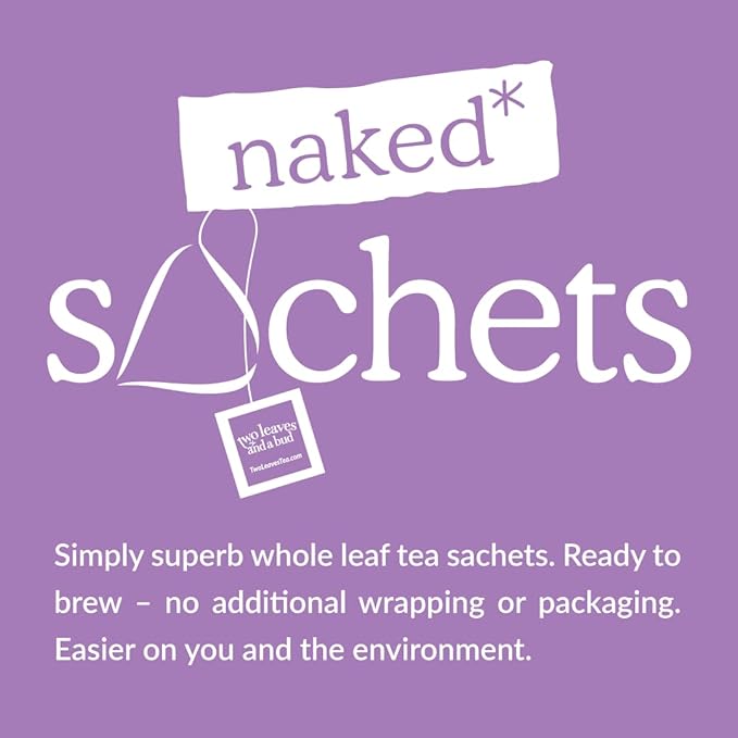 Two Leaves and a Bud Jasmine - 50 Naked Tea Sachets, Whole Leaf Green Tea in Eco-Friendly Unwrapped