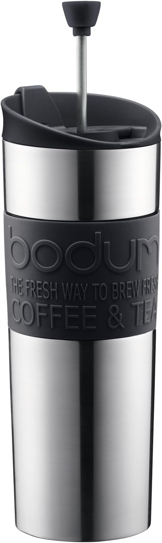 Bodum Travel Press, Vacuum Insulated, Stainless Steel Portable Coffee Maker and Tea Press, 15oz