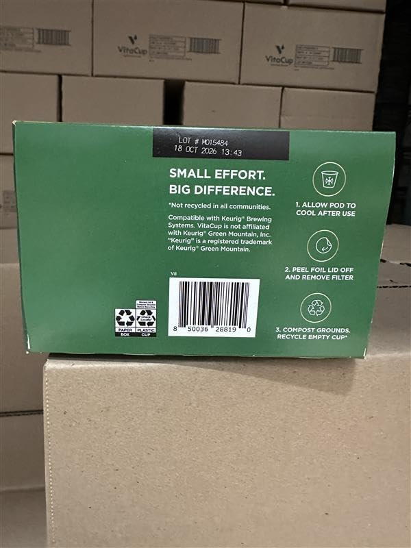 VitaCup Organic Perfect Dark Roast Decaf Coffee Pod for Pure & Clean Energy, Antioxidants, Low