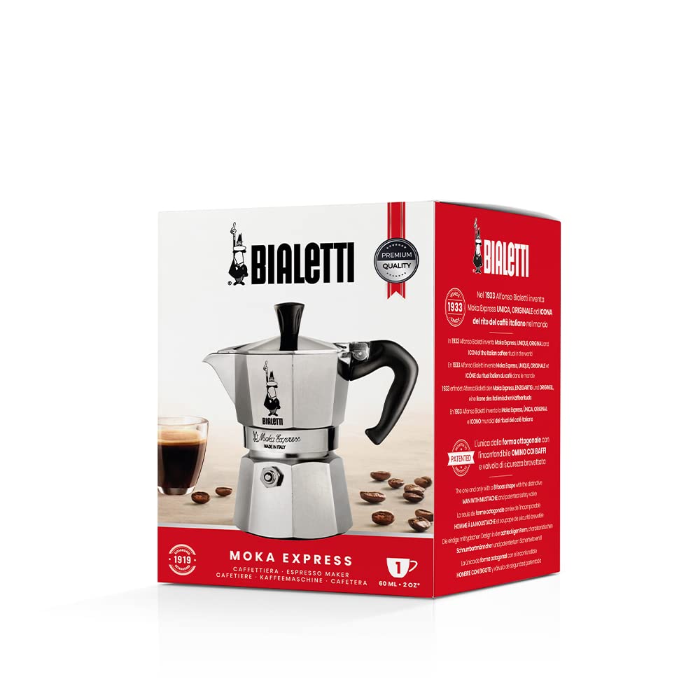 Bialetti - Moka Express: Iconic Stovetop Espresso Maker, Makes Real Italian Coffee, Moka Pot 1 Cup