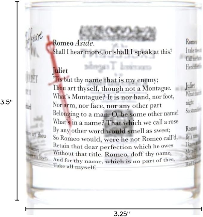 Well Told Classic Literature Rocks Glass - Romeo and Juliet by William Shakespeare - Old Fashioned