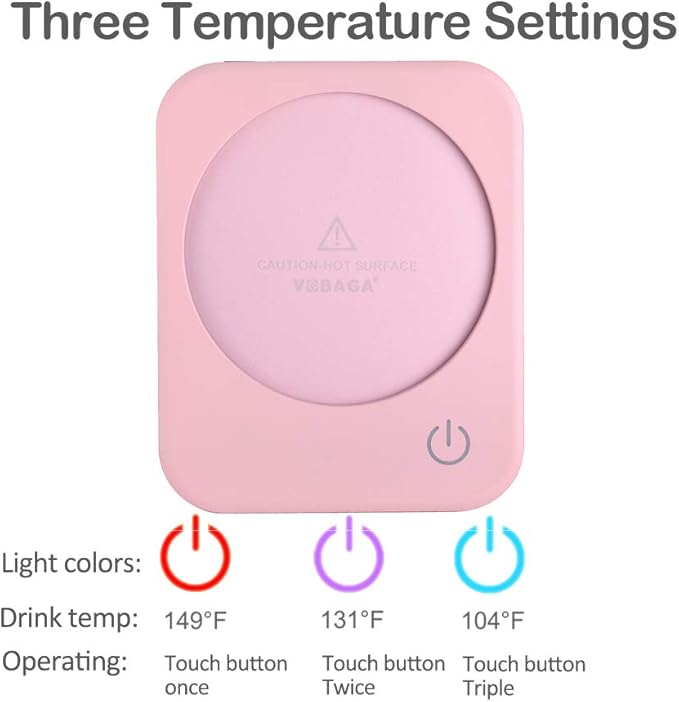 VOBAGA Coffee Mug Warmer with 4 Hours Auto Shut-Off, Coffee Warmer Plate for Office Home Desk Use